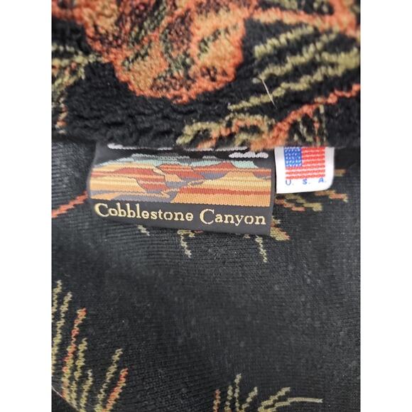 VINTAGE Cobblestone Canyon Women’s Pine Cone Fleece Full Zip Jacket XXL Black - Picture 3 of 8